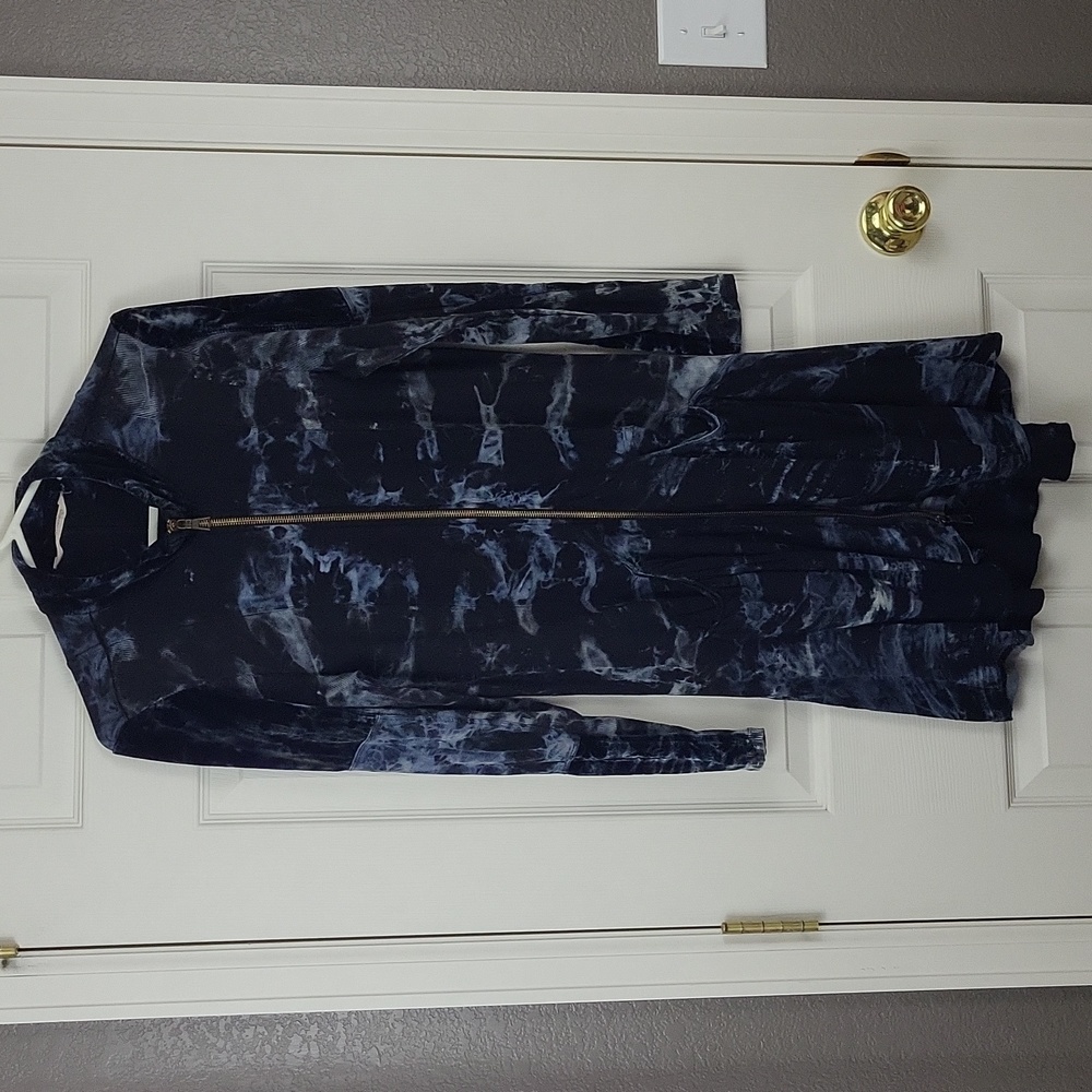 Soft Surroundings Tie Dye Velvet Patch Zip Front Dress Size Small